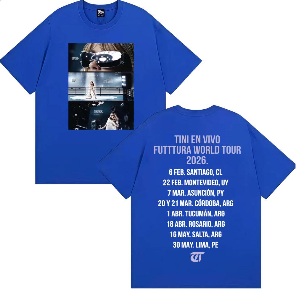 Tini Stoessel Futtura World Tour 2026 Graphic T Shirts Men Women Fashion Hip Hop Aesthetic T-shirts Summer O-Neck Cotton T Shirt