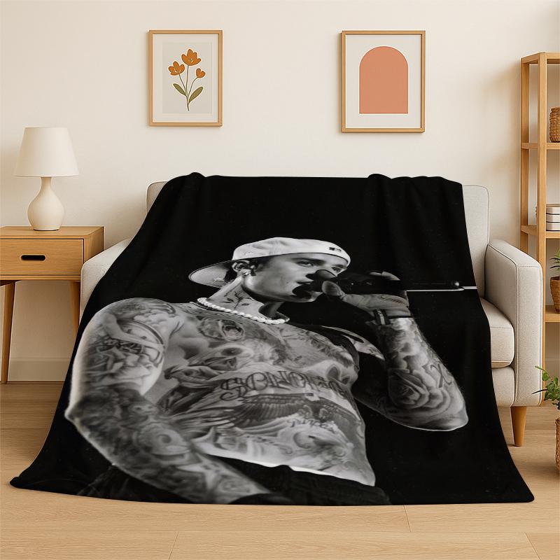 3D Singer Star Flannel Blanket Soft Warm Throw Blanket for Bedroom Living Room Bed Travel Camping Picnic Gift