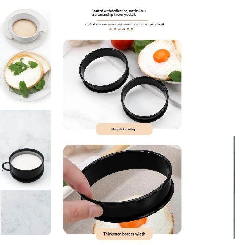 1/2/5 stk Tærte Crumpet Muffinsring Sæt Fødevaregodkendt Rustfrit Stål Dobbelt-Rullet Non-stick Sort Til Pandekage Bagværk Omelet Hjem B