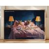 Tiger Pizza & Duck Wine Party Art Canvas Printing Cute Quirky Animal Wall Art Posters for Modern Restaurant Kitchen Home Decor