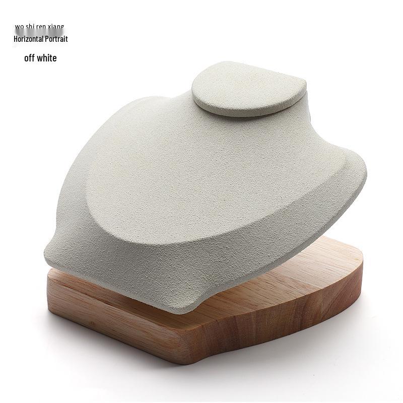 Digu Solid Wood & Microfiber Horizontal Bust Necklace Display Stand
