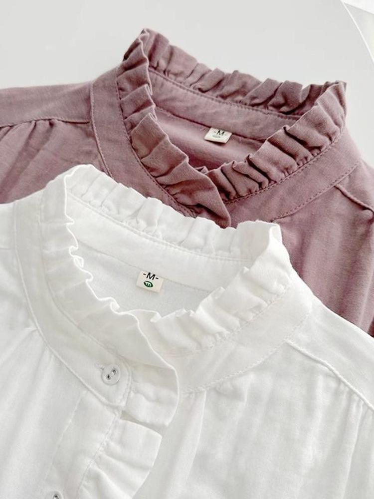 Women's Retro Cotton Linen Slimming Long Sleeve Shirt - Solid Color, Loose Fit for Spring & Autumn.