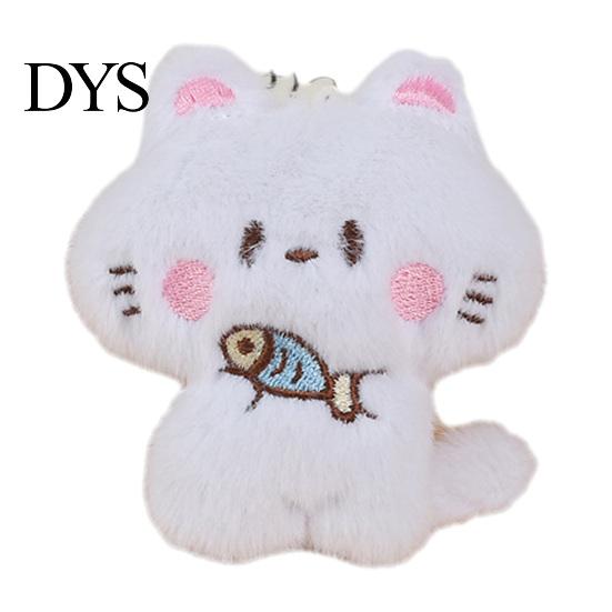 Handbags Decorative Accessory Holding Fish Cat Plush Pendant, Stuffed Fork White Kitten Keychain for Backpacks Purses Bag Charm