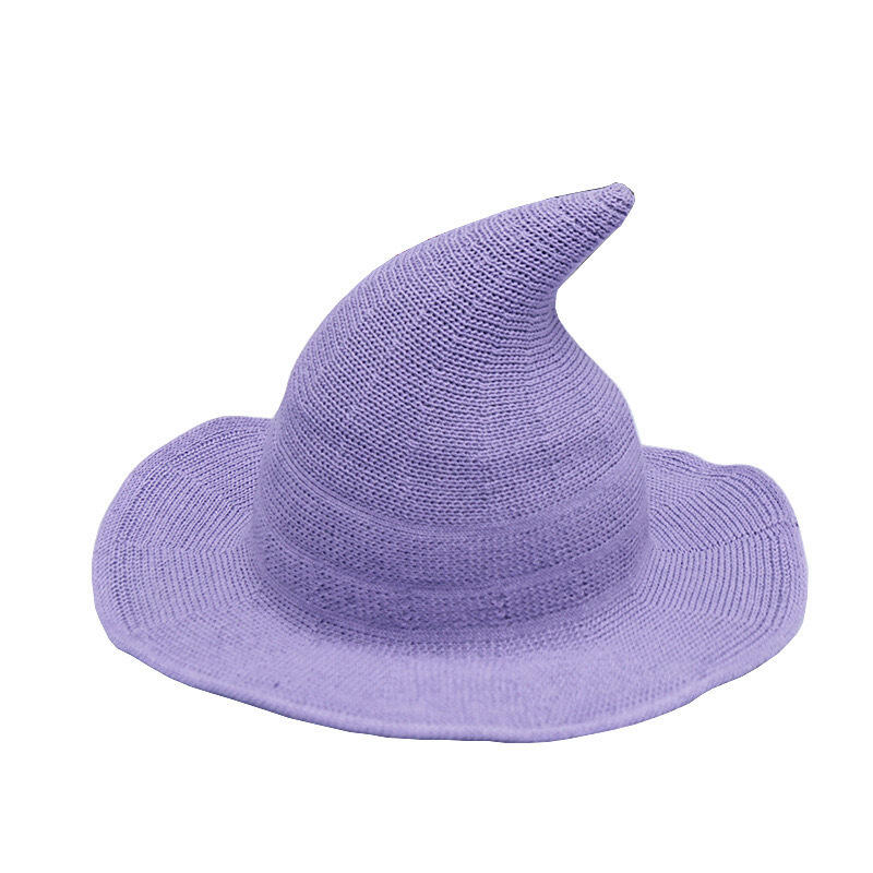 Halloween Foldable Knitted Witch Wizard Hat Pointed Top Cosplay Party Costume Hat
