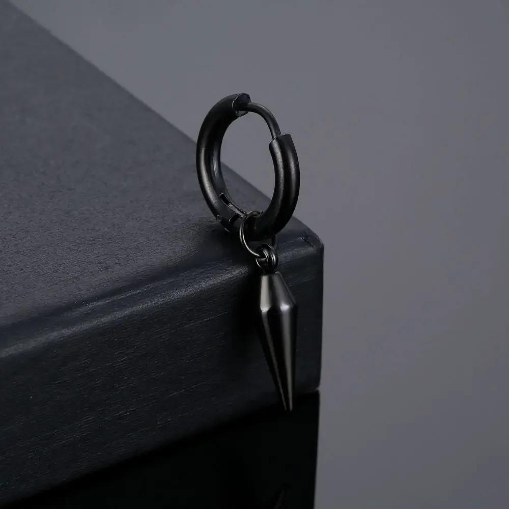 Wannee 2pcs Cross Feather Stud Earrings Punk Rock Style Stainless Steel Hiphop Jewelry For Women Men