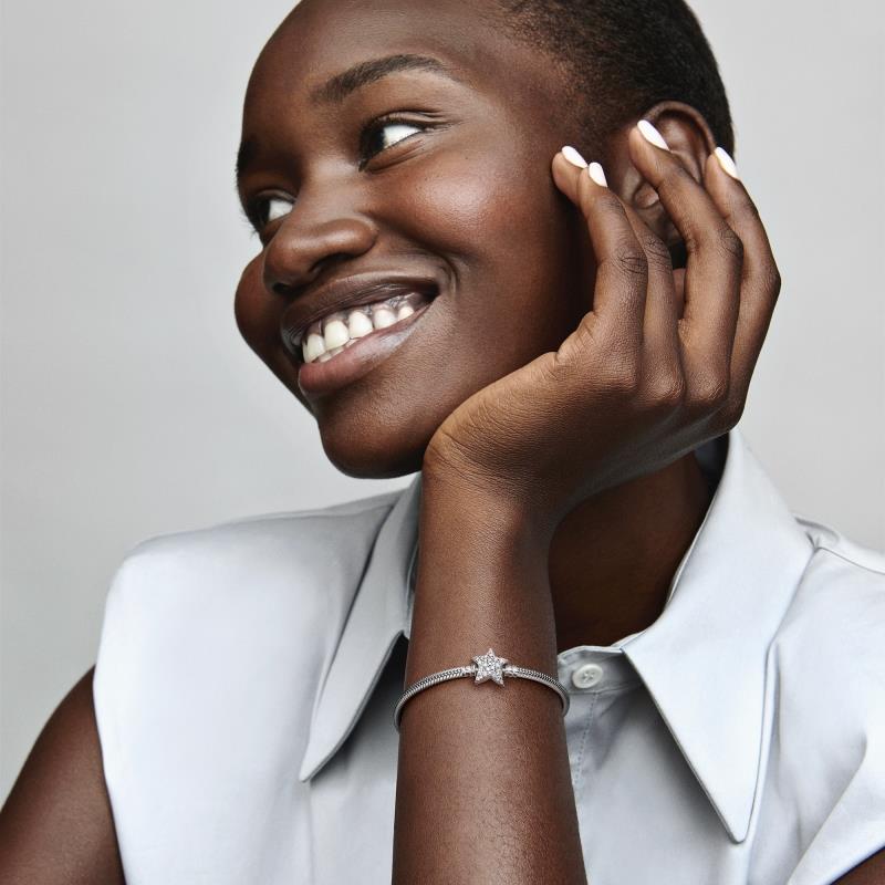 925 Sterling Silver Cubic Zircon Star Chain Link Snake Bone Chain Bracelet for Women Fit Original Fashion Charms Bead DIY Making