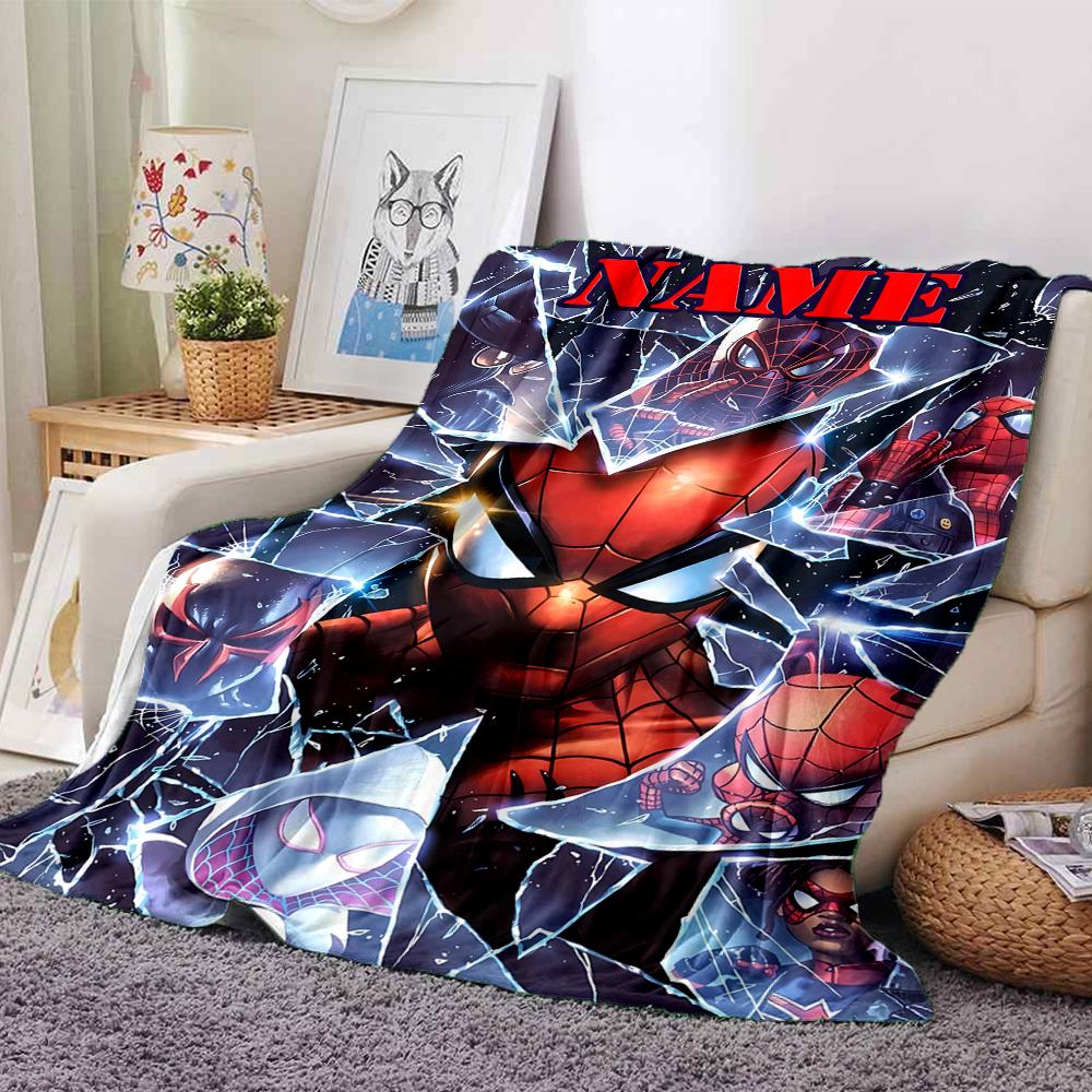 Customiz Name Personality Spider-Man Blanket Soft &Warm Sofa Office Bed Travel Lunch Break Blanket, Gift Suitable All Seasons