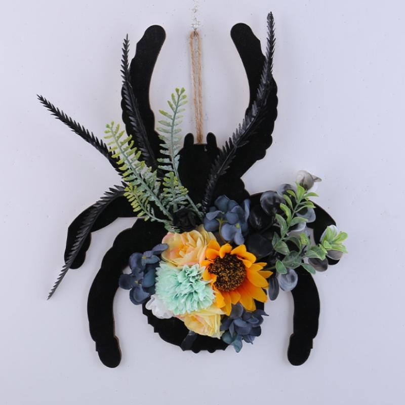 Halloween Wreath Spider Wreath Halloween Party Garland Pendant For Front Door,Porch,Window, Indoor Outdoor Home Halloween Decor