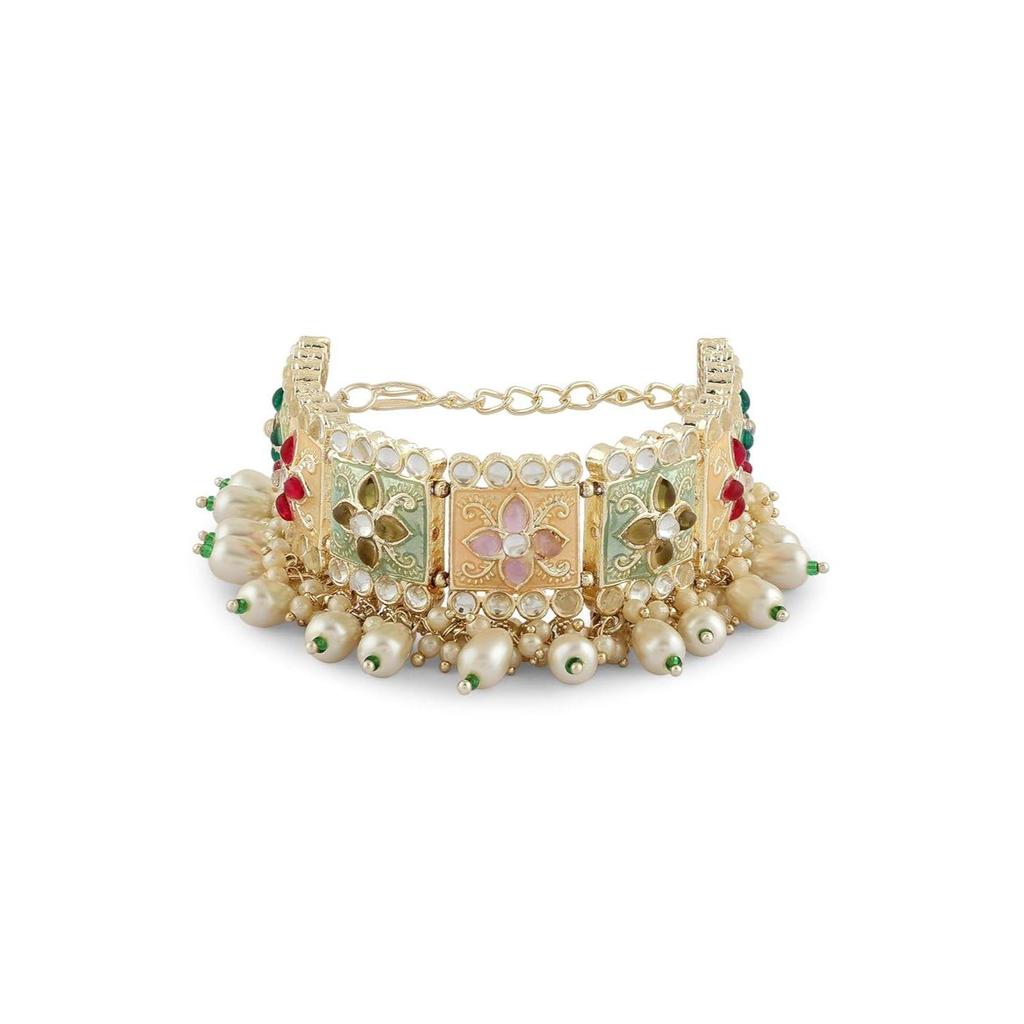 Multi Colour Enamel Kundan & Beads Ethnic Bracelet For Women