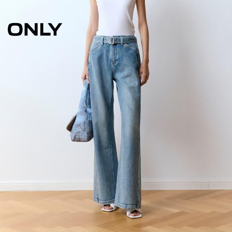 ONLY Women s High-Waist A-Line Denim Midi Skirt L