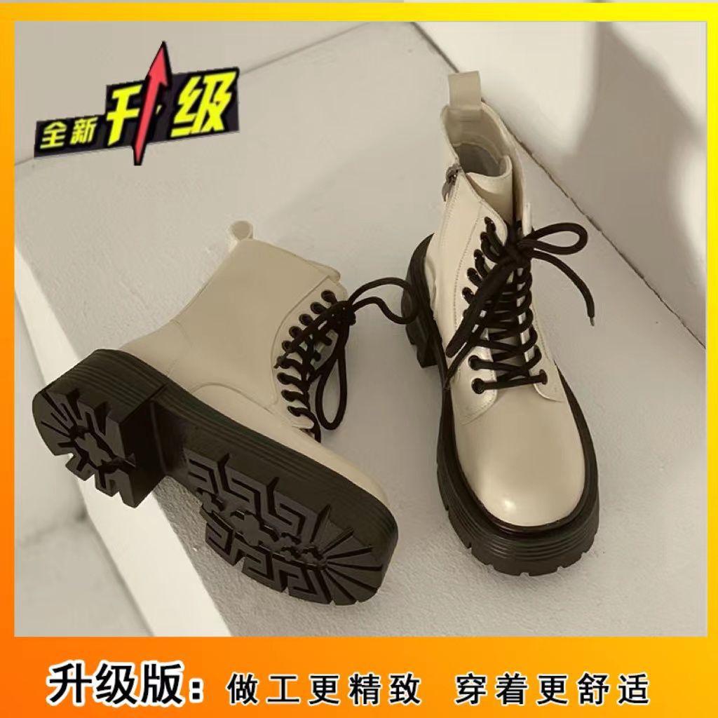 Korean version of Martin boots women's spring and autumn fashion small thick soles increase British style 2025 new trendy short boots
