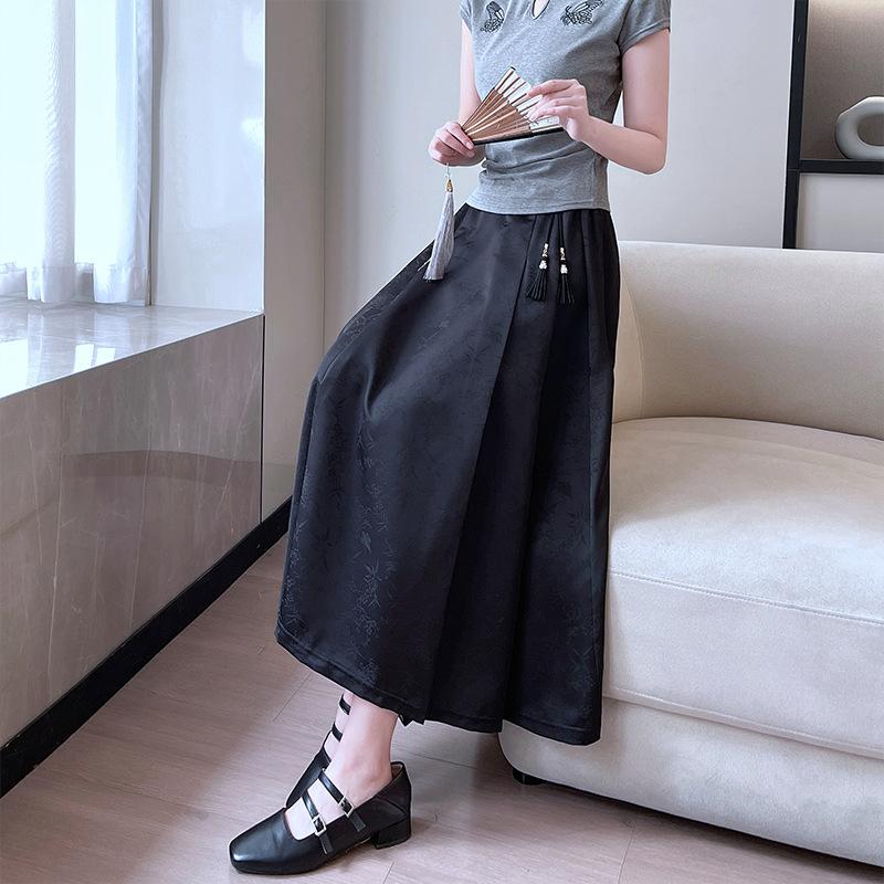 

New Chinese Style Xishi Skirt Spring and Summer Skirt Solid Color Long Chinese Style Casual and Versatile Slim Big Sway Skirt 2XL