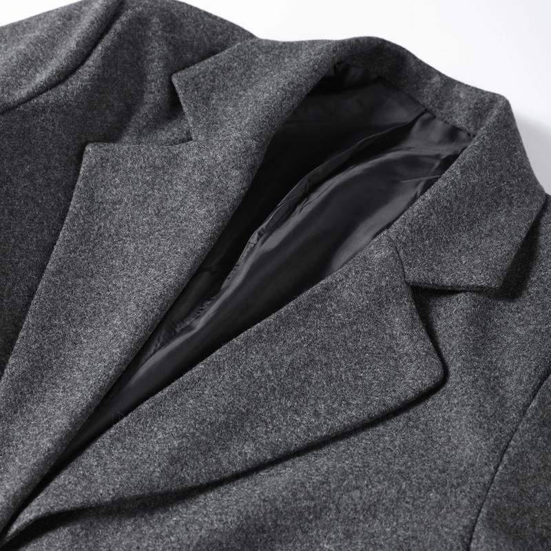 Casaco de lã com gola cachecol chique de cor sólida, bolsos elegantes, jaquetas trespassadas, novo vestuário feminino grande