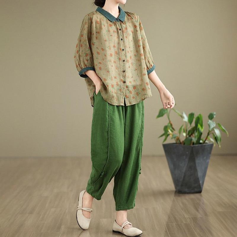 Suit Women 2PC Set Cotton T-shirt and Pants Cotton Oversize Loose Casual Summer Suit Two Pieces Top Pants
