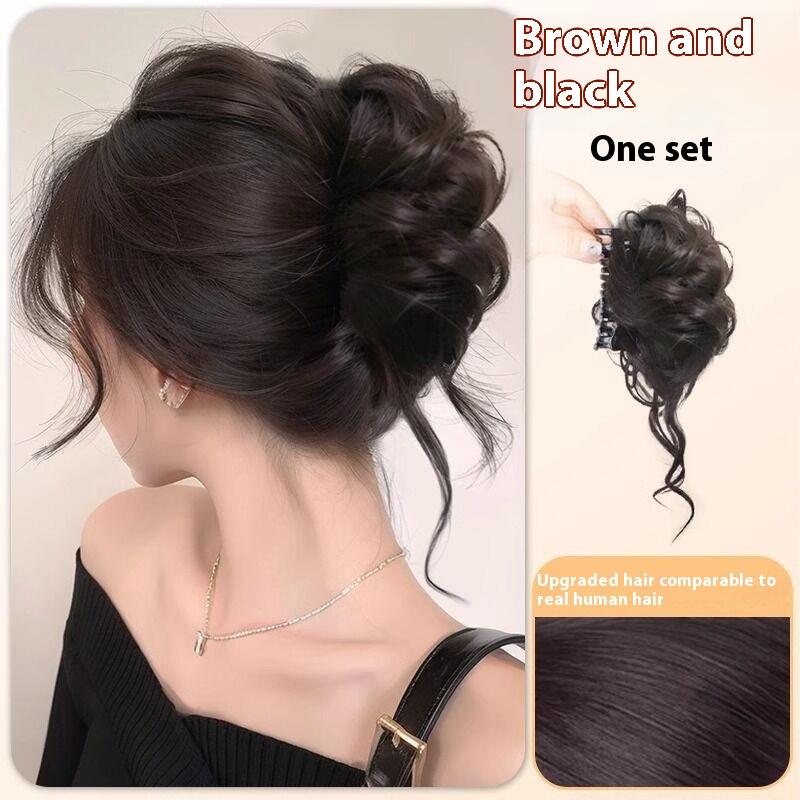Postiço Sintético Coque Desarrumado Clipe de Garra Extensões de Rabo de Cavalo Estilo Scrunchie Coque Preguiçoso em Botão de Flor Chignon Rabo de Cavalo Ondulado Cacheado