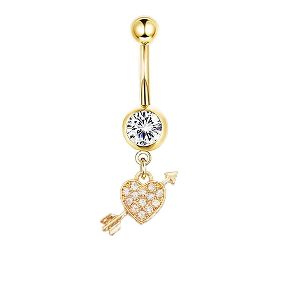 1Pcs Stainless Steel Long Navel Nail Butterfly Heart Five-pointed Star Pendant Navel Ring Piercing Jewelry