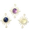 Ipotkitt 30 Pcs Natural Mixed Gemstone Connector Charms Sun Stone Charms Links Celestial Stone Charms for Jewelry Making DIY Craft Findings