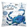 Blue Marine Organism Printed Pattern Polyester Cushion Cover for Home Living Room Sofa Decorative Pillowcase
