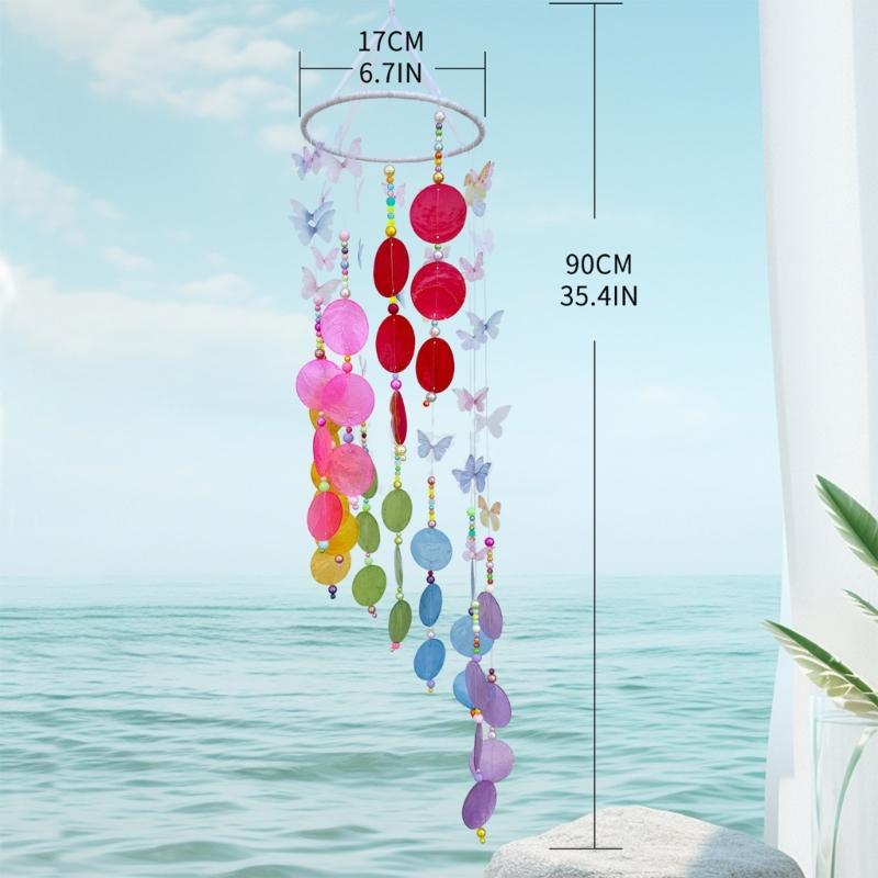 Colorful Butterfly Seashells WindChimes Materials , Colorful Home Decoration for Indoor and Outdoor Use