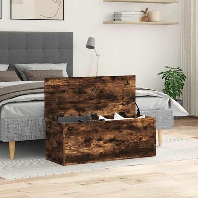 Smoke Oak Storage Chest 90 X 35 X 35 Cm Particleboard