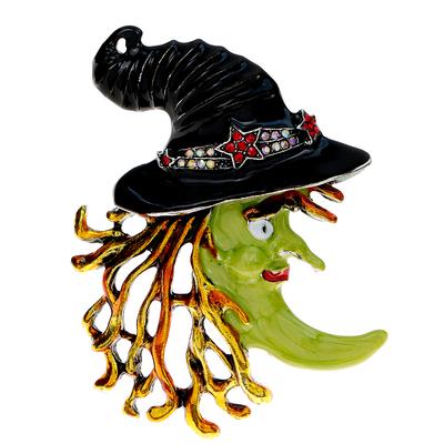 Nuova Spilla Smaltata da Strega di Halloween Grande Bizzarra