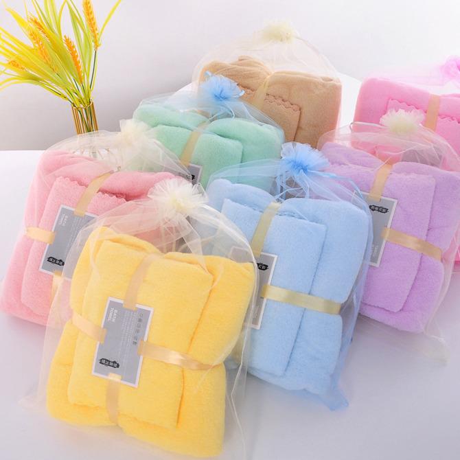 Coral Fleece Bath Towel Set: Two-Piece Parent-Child Gift, Perfect for Weddings & Promotions