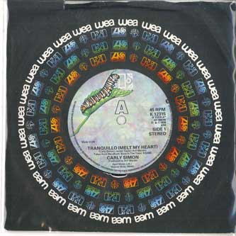 7inch Record CARLY SIMON Tranquillo Melt My Heart In A S K12315 ELEKTRA 1978 UK Rock Used