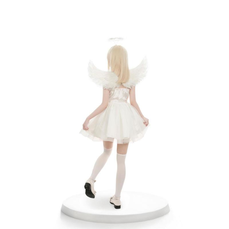 Halloween Black and White Angel Devil Costume Dark Devil Wings Adult Pure Desire Dress Set