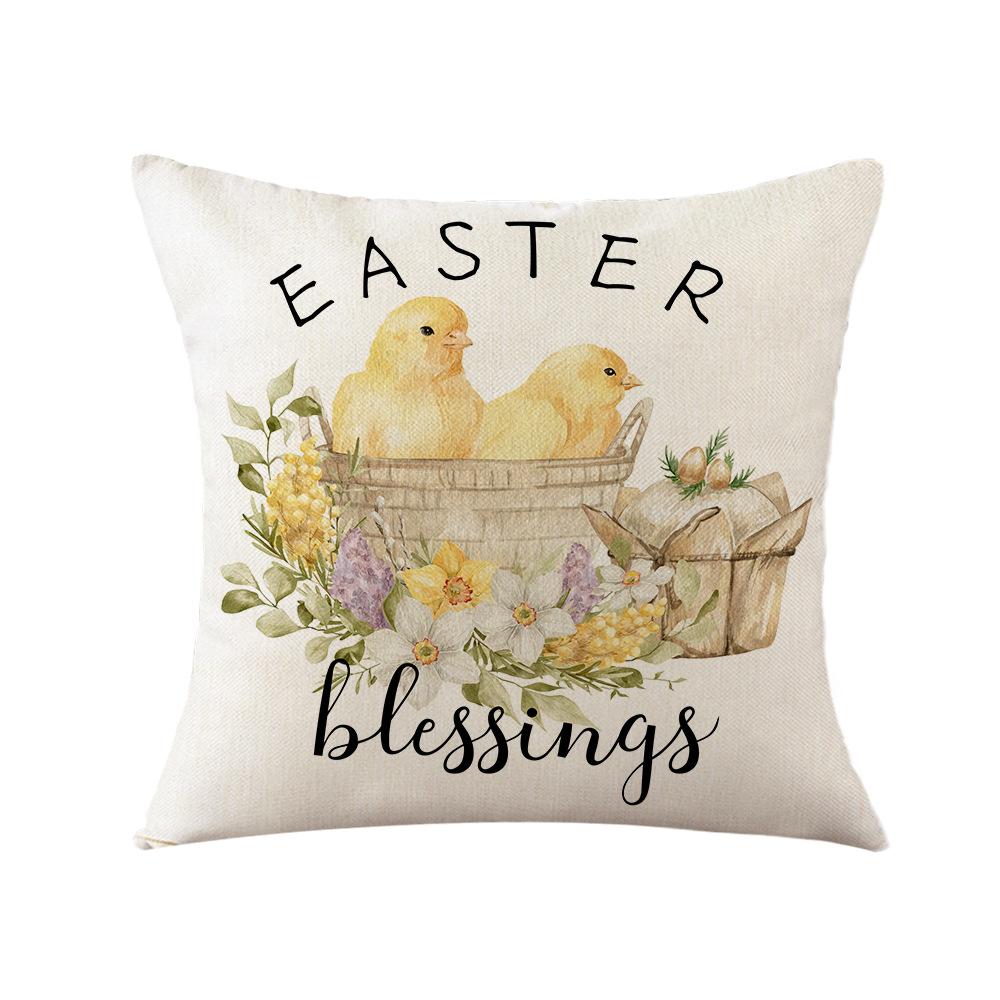 Easter Pillow New Cartoon Rabbit Print Pillow Cover Sofa Cushion Cover Home Living Room Pillow Cover