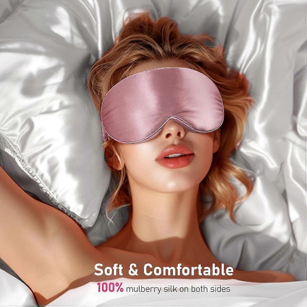100% 22 Momme Mulberry Silk Sleep Mask - 3D Contoured Eye Mask for Men Women, Soft Breathable Sleeping Mask with Adjustable Strap, Perfect Blocks Lig