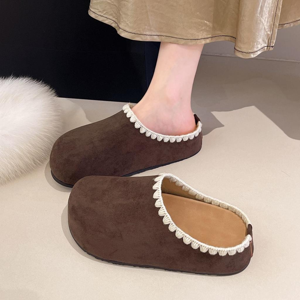 Niche Design Retro Bag Head Half Slippers Women's Outer Wear Fashionable Versatile Platform Slippers New In Autumn and Winter 2025