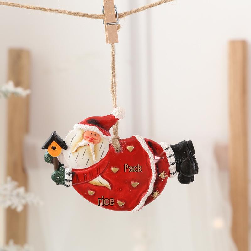 Snowman and Santa Christmas Tree Cartoon Resin Stocking Pendants