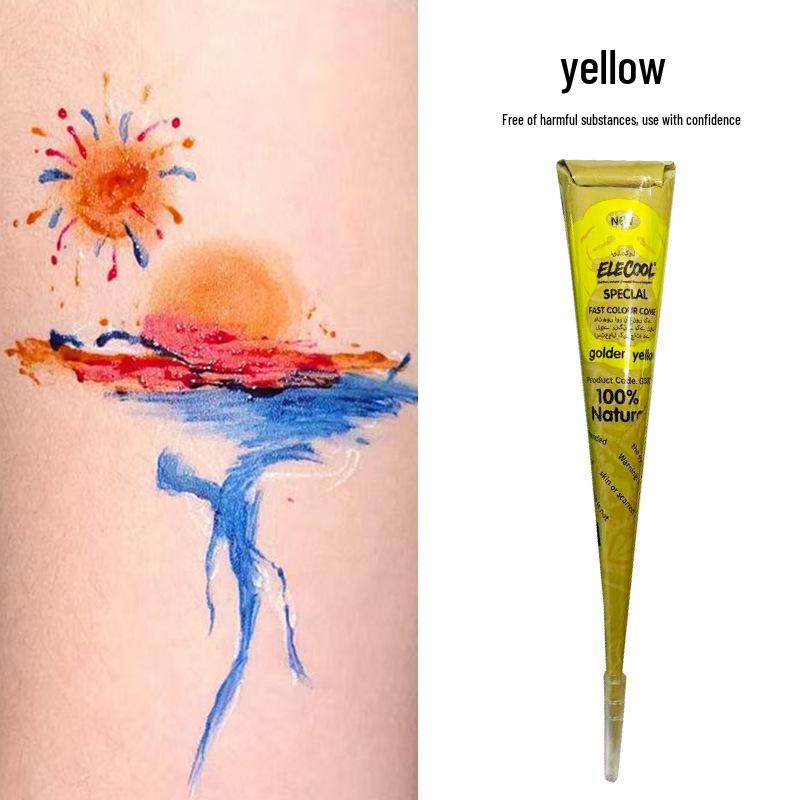 Henna Flower Tattoo Cream: Waterproof, Semi-Concealing, Hand-Painted Pigments