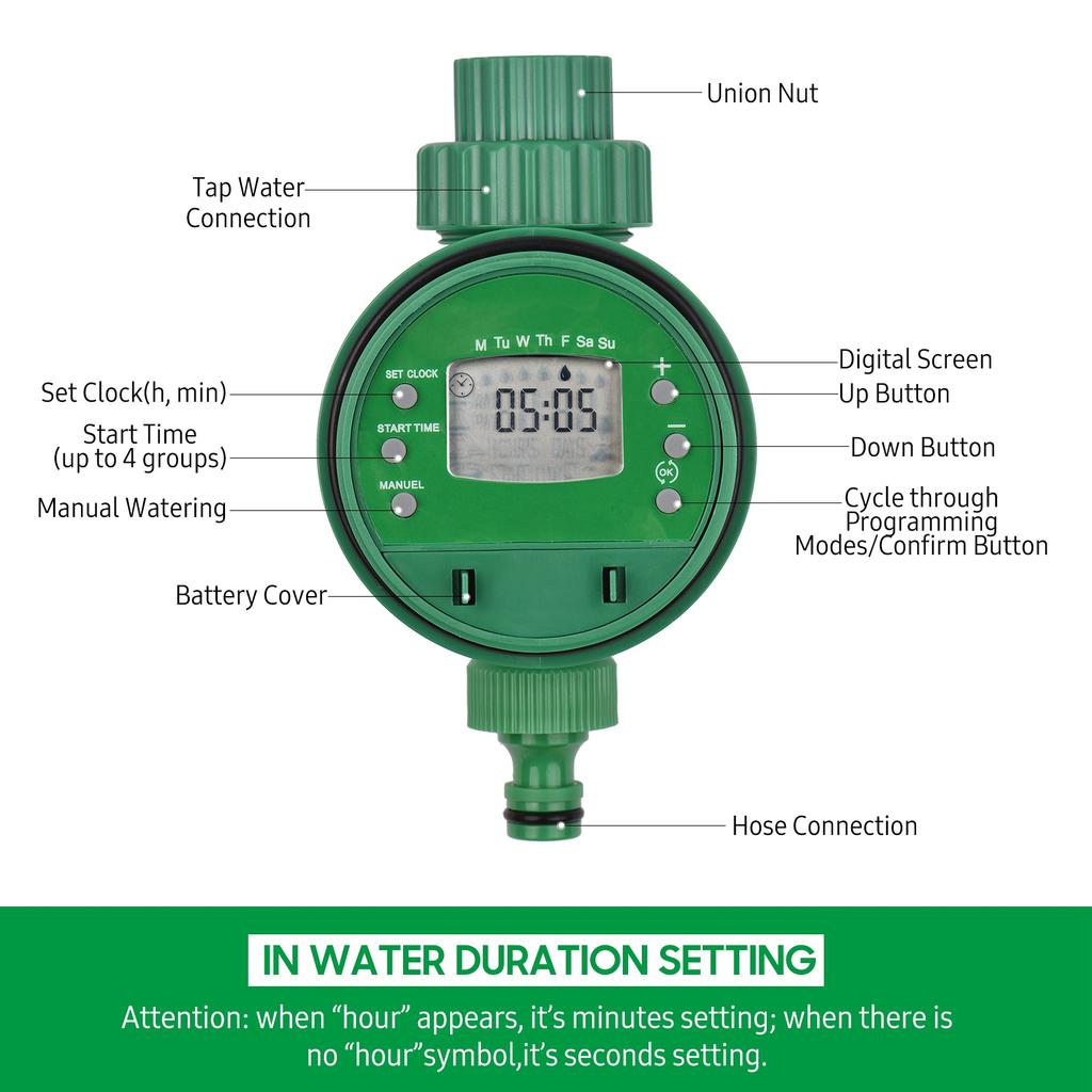 Garden Water Timer Digital Display G1 2 Thread Automatic Watering Timer for Balcony Lawn Greenhouse