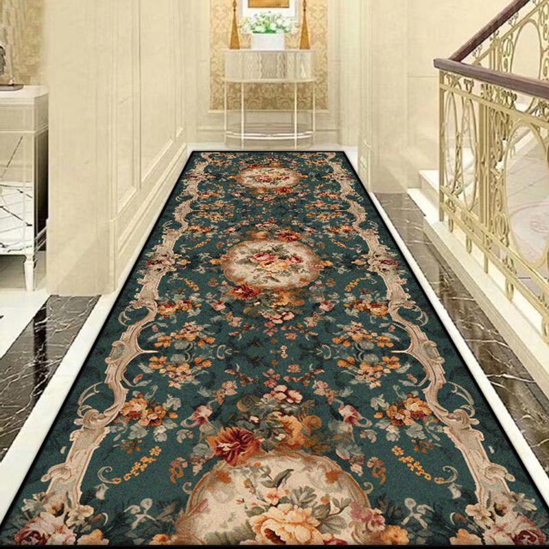 European Style Luxury Long Corridor Carpet Decoration Home Villa Stairs Passageway Runner Rug Customizable Living Room Aisle Mat