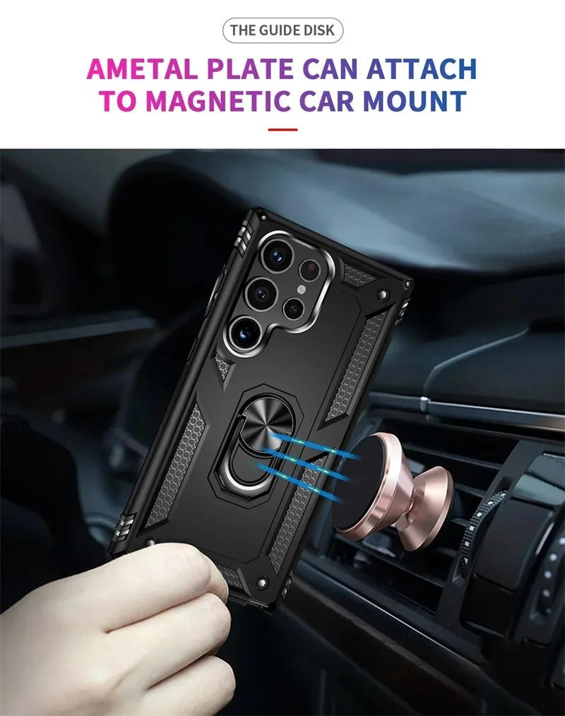Premium Armor Shockproof Case for Samsung Galaxy S2 S24 S23 S22 S21 S20 Ultra Plus FE Note 20 Ultra Plus Guard Kickstand Cover