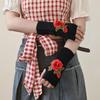 Guanti senza dita in lana floreale da donna - Scaldamani caldi ed eleganti per Autunno e Inverno
