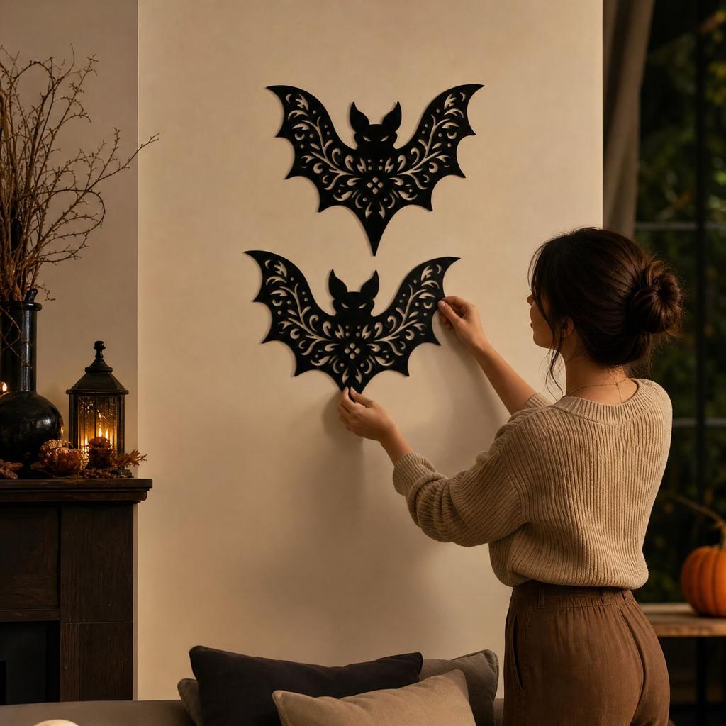 Halloween Wall Decor Acrylic Retro Hollowed-Out Wall Hanging for Party, House, Window and Home