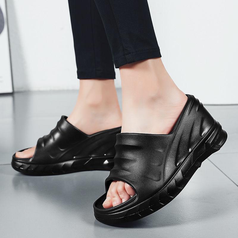 A-linje Tøfler Dame Sommer Utebruk Tykksålet Økning Hæld Sandaler Hjemmebad Vanntett Anti-lukt Sklisikker