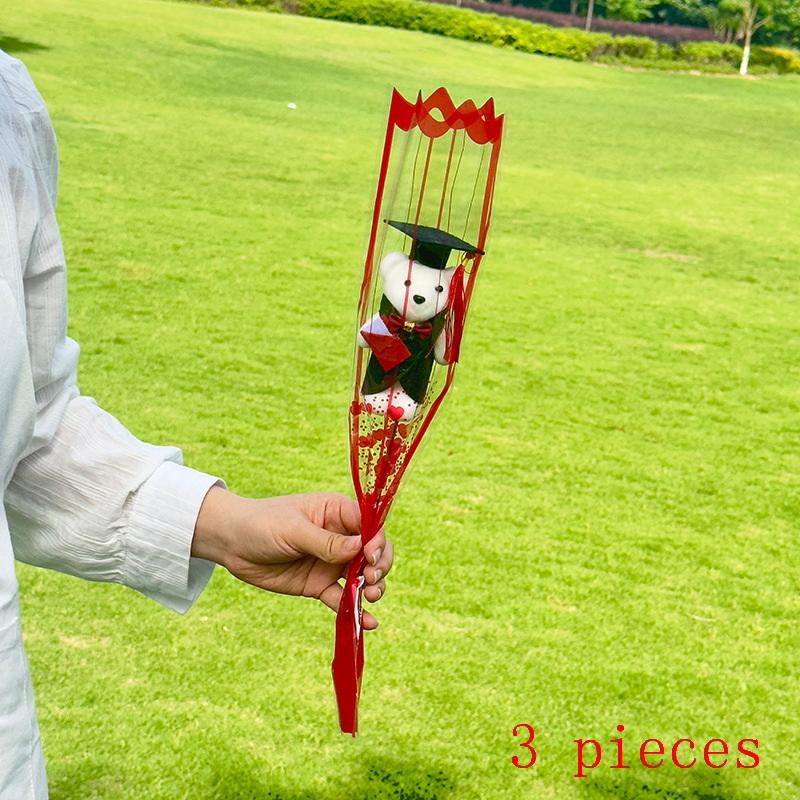 

3Pcs Party Supplies Home Decor Doctor Bear Artificial Flowers Bouquet For Valentine s Day DIY Gift Ornament Wedding Accessories
