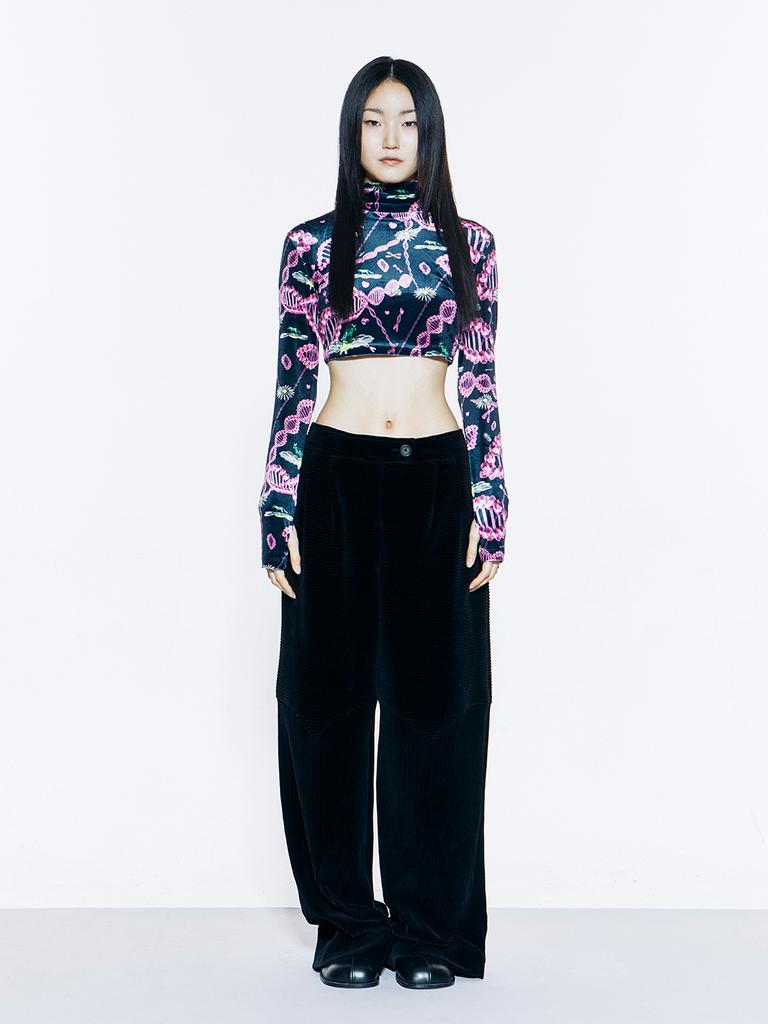 VEGAN TIGER Print Velvet Crop Top (Blackpink)