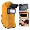 Solar-Powered, Auto-Darkening Filter Lens Welder's Leather Welding Helmet With Hood And Heat-Resistant, Breathable Lens