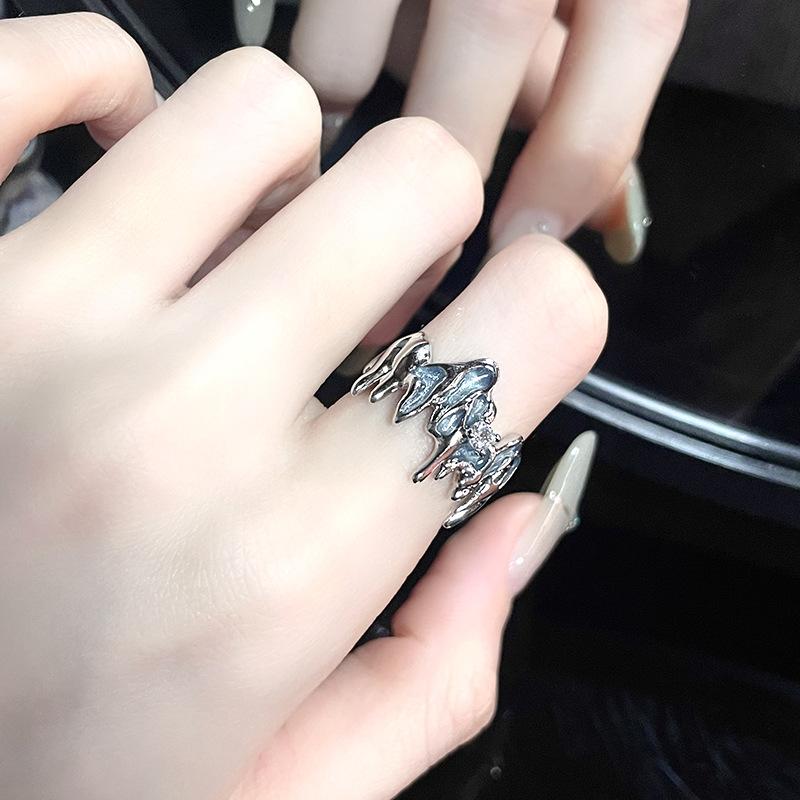 Star Enamel Dripping Oil Zir*****Pen Ring Set Cold Wind Advanced Sense Exquisite Index Finger Ring Jewelry Women