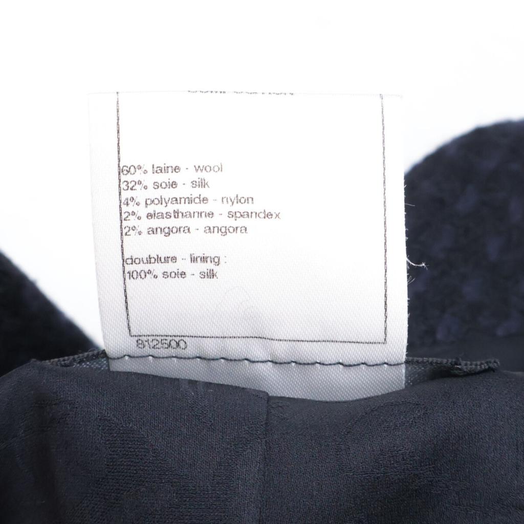 CHANEL Domestic genuine P49855V32761 Lion Button Angora Blend Wool Silk coat 34 Black x navyUsed