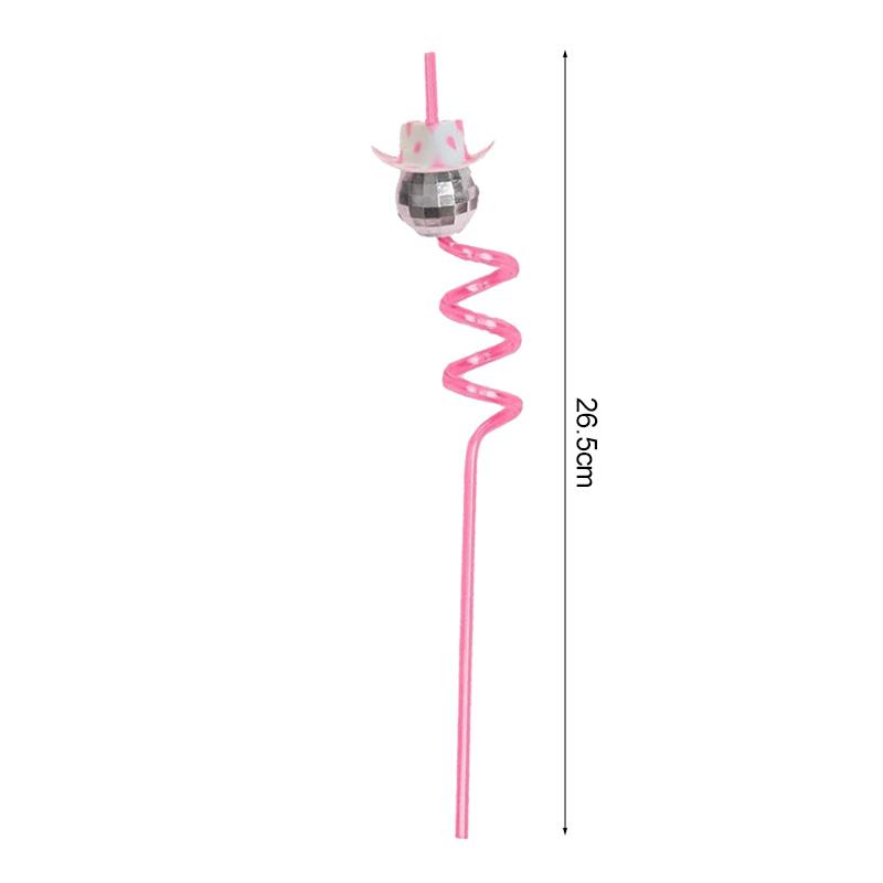 6/12 st Discokula Cowboyhatt Sugrör Bröllopsfest Bröllopsdekorationer 70-tals Disco Födelsedagsfest Dricksugrör