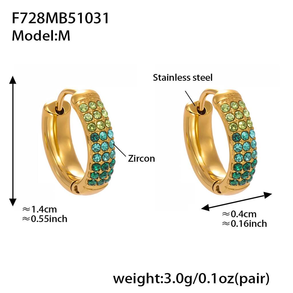 Qiong Yao Zircon Three-Row Diamond U-Shape Ear Cuff, 18k Gold Plated Stainless Steel Earrings