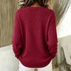Women's V-Neck Long Sleeve Knit Sweater Casual Color Pullover Top
