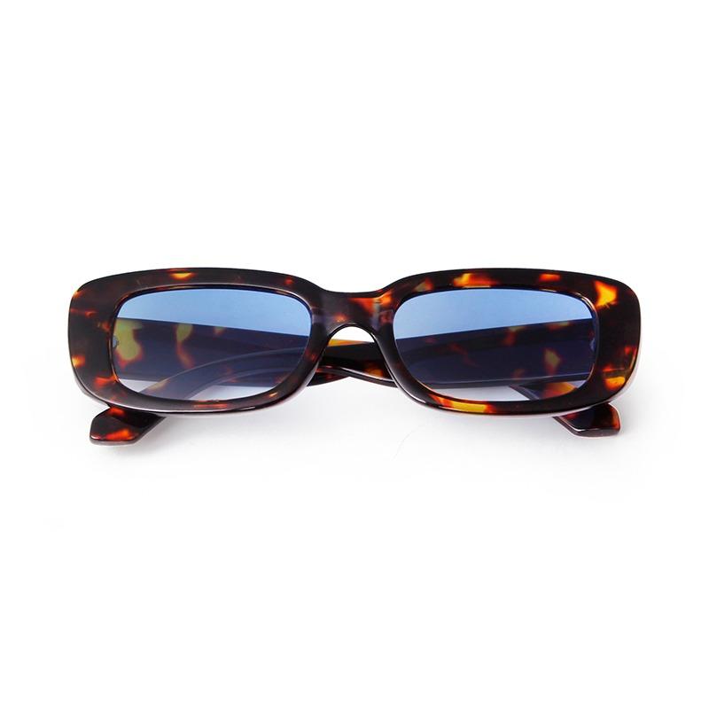 Classic Vintage Tortoiseshell Blue Rectangle Sunglasses Women Men Retro Orange Lens Narrow Sun Glasses UV  S7H