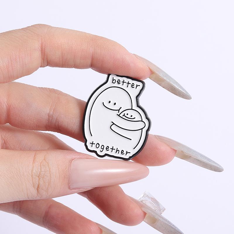 Better Together Embrace Enamel Pins Custom Hug of Love Brooches Lapel Badges Clothes Funny Jewelry Gift for Friends