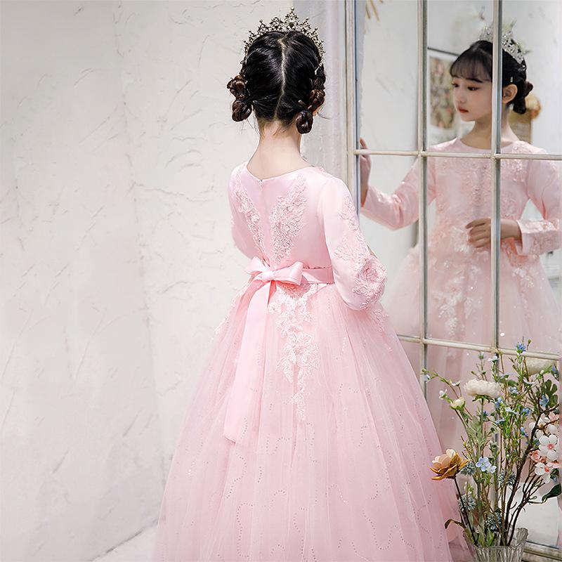 

Пышное длинное платье принцессы для девочек с бархатом на осень/зиму - наряд для девочек-цветочниц 120cm